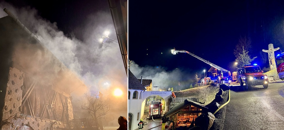 Incendio in un fienile, le fiamme rischiano di coinvolgere gli edifici vicini: vigili del fuoco in azione