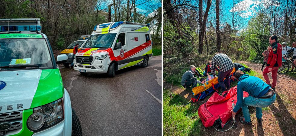Cade con la mountain bike durante un'escursione in quota e si procura diverse lesioni rimanendo bloccato
