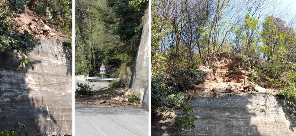 Cade una frana a Gragnano: chiusa la SP9: atteso l'intervento dei rocciatori per una valutazione più approfondita