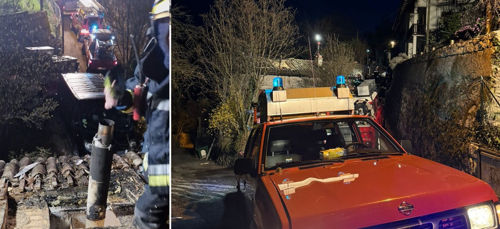 Paura all'alba, a fuoco un camino e le fiamme si propagano ad una parte del tetto: l'intervento dei vigili del fuoco