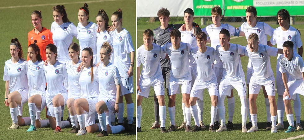 A sinistra la rappresentativa femminile, a destra la selezione Under 19 (foto Gretter - Cpa Trento) A sinistra la rappresentativa femminile, a destra la selezione Under 19 (foto Gretter - Cpa Trento)