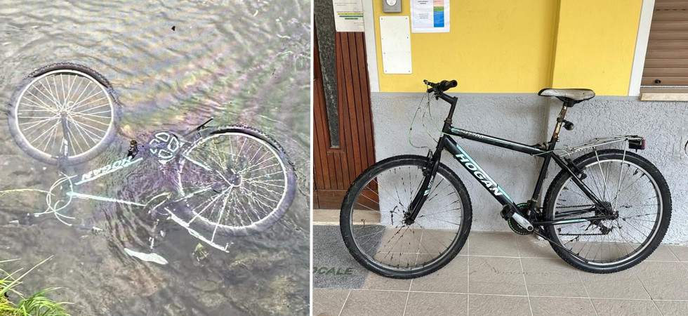Getta la bicicletta nel fiume e scappa, la recuperano le forze dell'ordine che lanciano l'appello