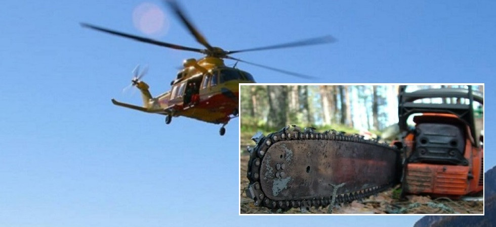 Incidente sul lavoro, momenti di paura per un 30enne che si ferisce al volto con una motosega