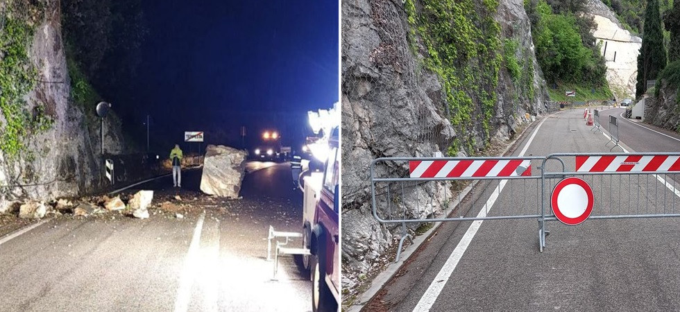 Riaperta a senso unico alternato la Gardesana, in corso l'intervento di consolidamento della zona dove si è verificato il