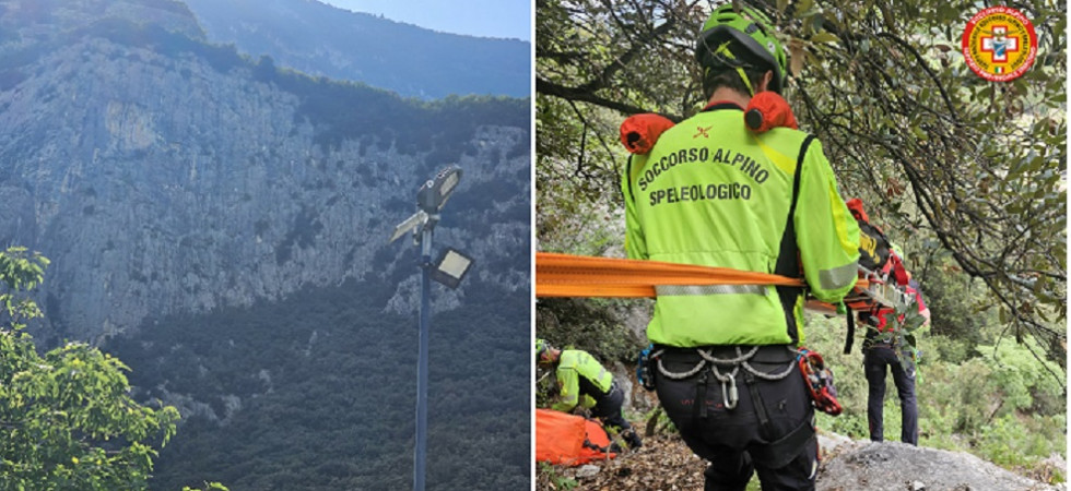 Cede l'appiglio e un climber precipita per diversi metri, complessa operazione del soccorso alpino