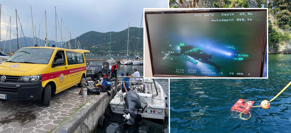 Sub resta bloccato in una grotta sommersa a oltre 50 metri di profondità nel Garda