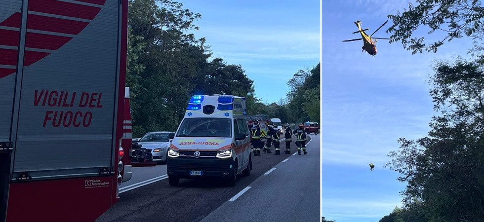 Scontro fra tre mezzi lungo la SS43: sul posto anche l'elisoccorso
