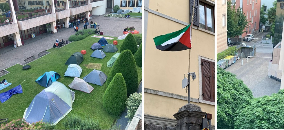 Musica alta sino a tarda notte: il presidio pro Palestina ad Economia esaspera i residenti da nove giorni