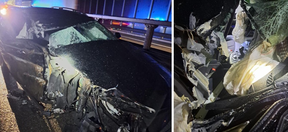 Scontro auto camion in autostrada, in azione i vigili del fuoco: una persona ferita trasportata in ospedale