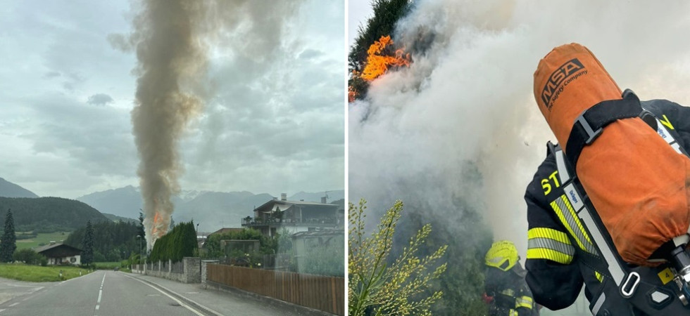 Siepe in fiamme a bordo strada: si alza una nube di fumo visibile a grande distanza