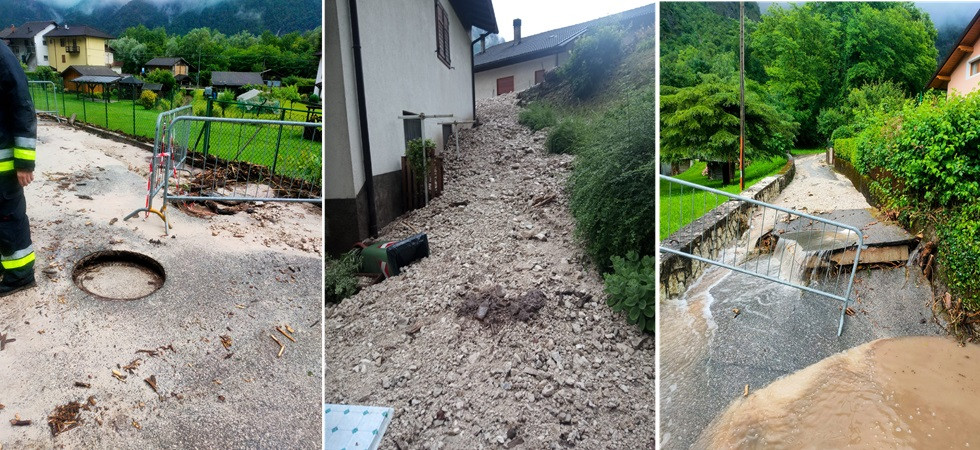 Smottamenti a Grigno, una decina le famiglie evacuate: sopralluogo dei tecnici, si lavora per liberare le strade dai detriti