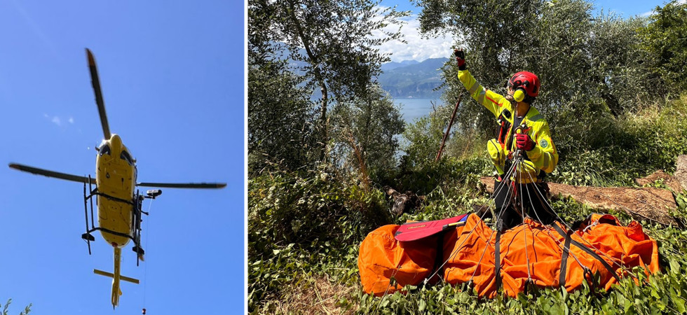 Esce dal sentiero con la mountain bike e precipita per diversi metri finendo in un uliveto