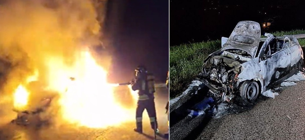 Vede del fumo uscire dall'auto e poco dopo il mezzo viene avvolto dalle fiamme: momenti di paura per un automobilista