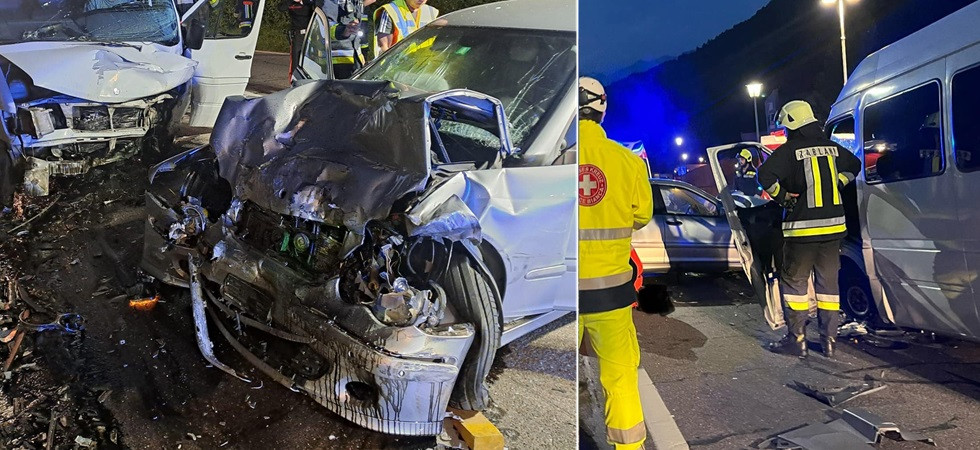Violento schianto frontale fra un furgone e un'auto: tre persone trasportate in ospedale