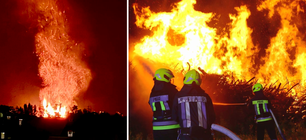 Furioso incendio nella notte, le fiamme avvolgono rami e sterpaglie nel biotopo: intervengono i vigili del fuoco