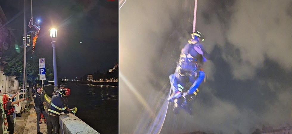 Si getta nell'Adige per una nuotata e rischia di annegare, 37enne portato in salvo nella notte dai vigili del fuoco