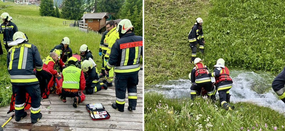 Ottantenne cade in un ruscello mentre sta pulendo il tosaerba