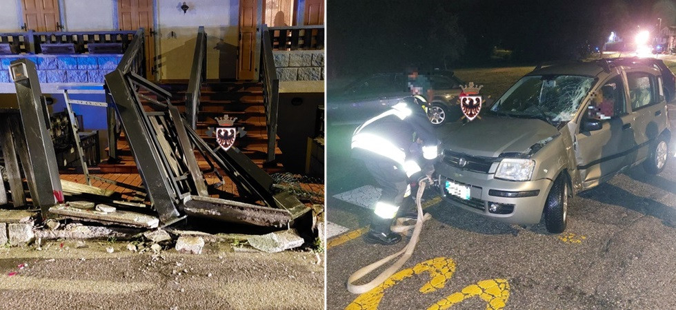 Sfonda una cancellata dopo aver perso il controllo dell'auto: l'intervento dei vigili del fuoco