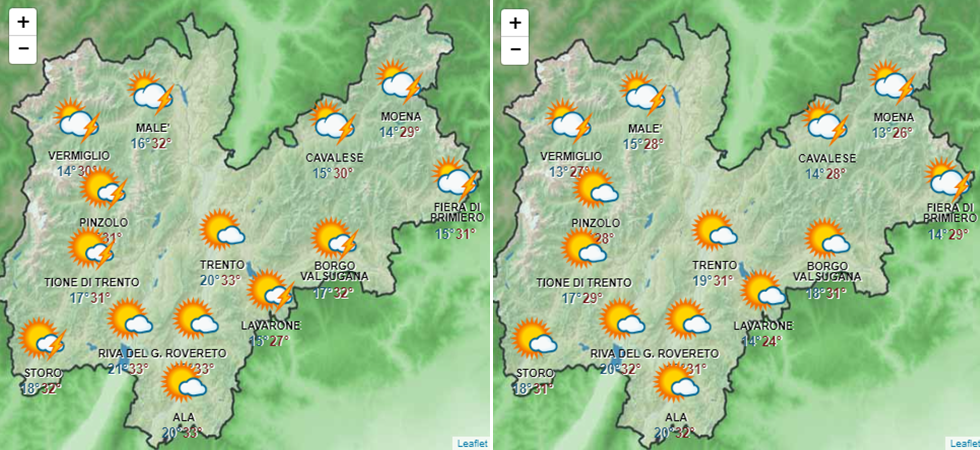 Meteo, massime fuori scala ma attenzione ai temporali sulle cime: ecco le previsioni per i prossimi giorni in Trentino