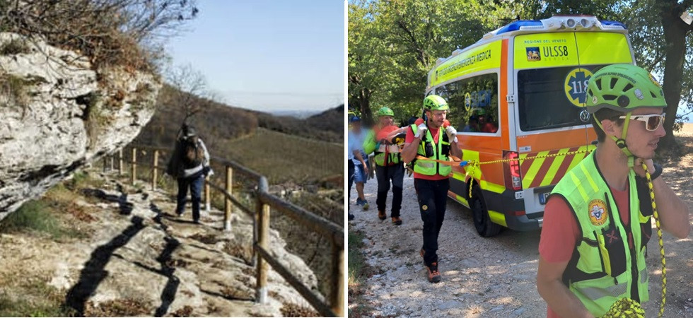 Scivola sul sentiero e si frattura la tibia: una donna di 69 anni trasportata a spalle dal soccorso alpino e poi trasferita