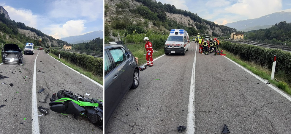 Scaraventato diversi metri fuori dalla sede stradale, momenti di paura per un motociclista 20enne