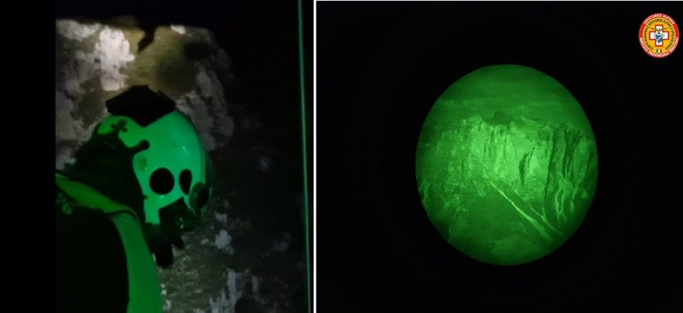 Si infortuna al ginocchio, riesce a concludere la via ma in piena notte deve chiamare i soccorsi
