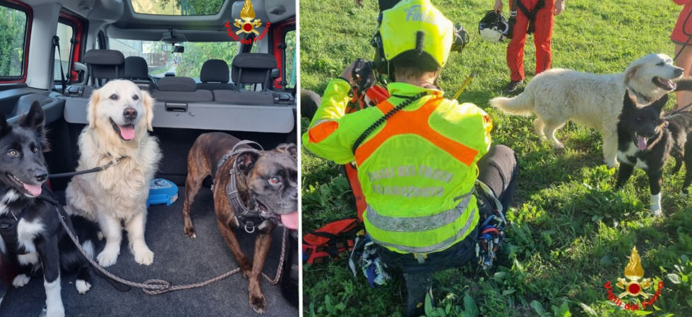 Finiscono con i loro 3 cani in un punto impervio e non riescono più a proseguire: vigili del fuoco in azione