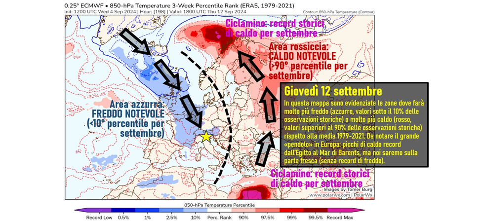 Colata artica verso le Alpi e temperature che scenderanno sotto i 10 gradi anche in valle