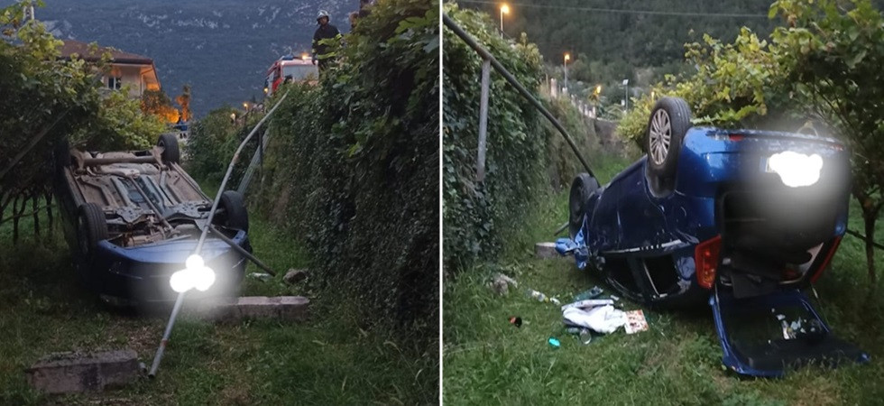 Perde il controllo dell'auto che si ribalta nelle campagne dopo un salto di 3 metri: vigili del fuoco in azione sul posto
