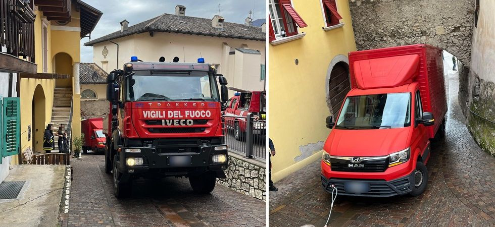 Calcola male l'altezza dell'arco e resta incastrato con il furgone