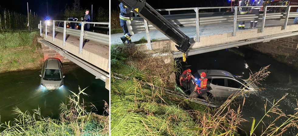 Perde il controllo dell'auto e finisce in un corso d'acqua, momenti di paura per un uomo
