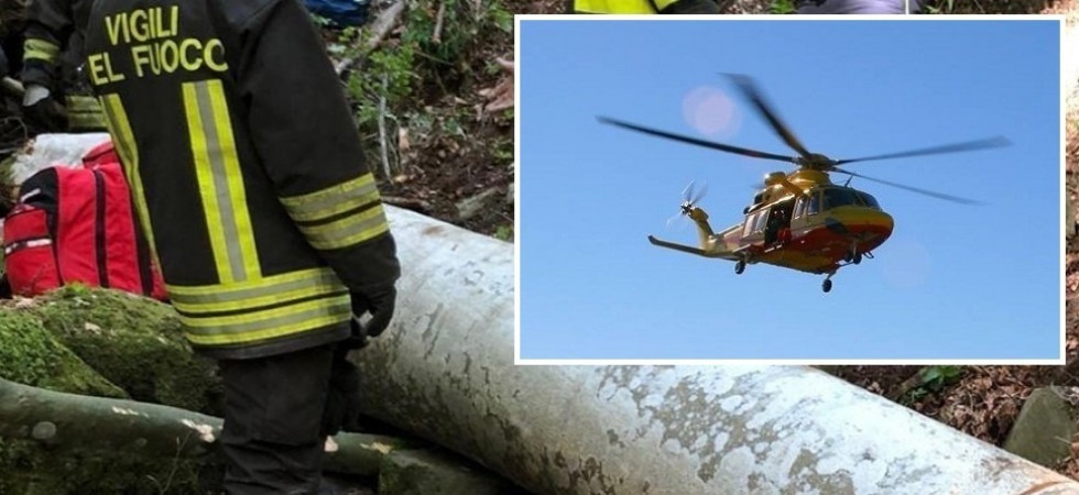 Colpito da un tronco, momenti di paura per un boscaiolo 65enne: elitrasportato all'ospedale di Trento