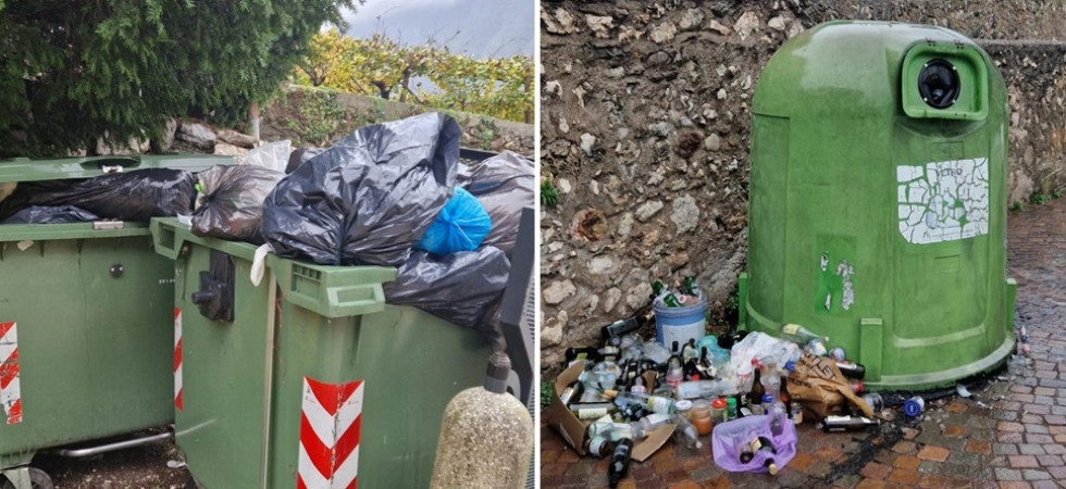 Cassonetti vecchi, rifiuti ovunque alla mercé delle intemperie e un fetore insopportabile