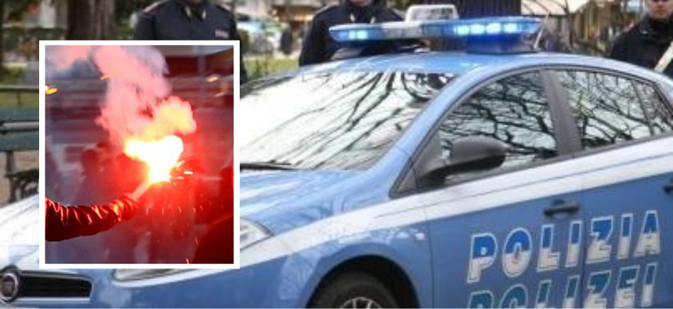 Getta vernice sulle auto della polizia, poi viene fermato in possesso di fumogeni e oggetti pericolosi: denunciato un 34enne