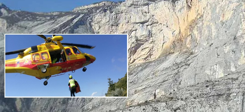 Precipita per 8 metri dalla parete e sbatte con la testa e la schiena contro la roccia