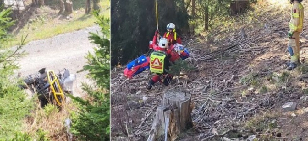Perde il controllo del quad e il mezzo fa un 'volo' di decine di metri nel bosco