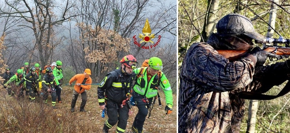 Scivola in una zona impervia durante una battuta di caccia, fratturandosi una gamba