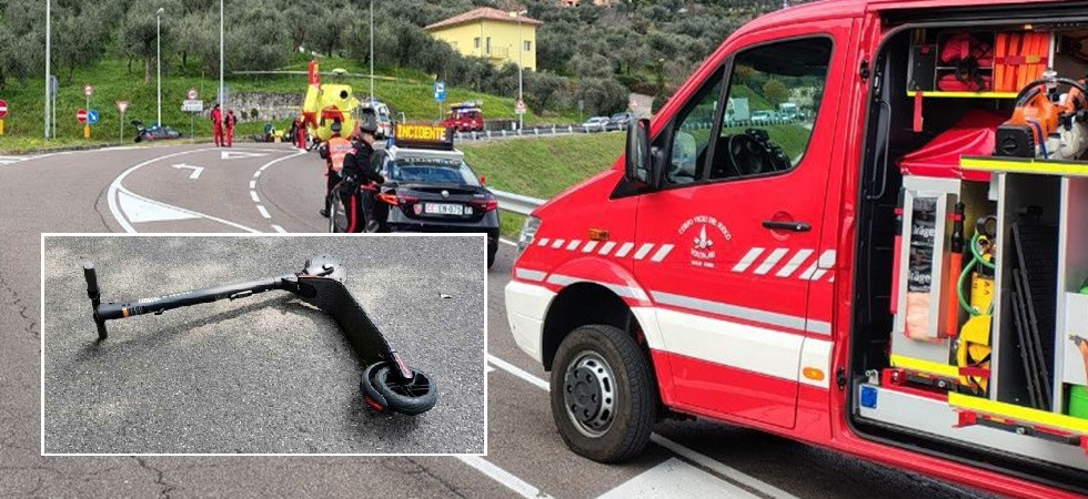A 80 anni con il monopattino si schianta lungo la statale: anziano elitrasportato all'ospedale di Trento