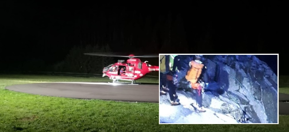Finisce in un torrente ghiacciato rimanendo bloccato, momenti di paura per un escursionista elitrasportato con una grave