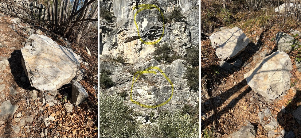 Frana sopra l'abitato di Dro: intervento dei vigili del fuoco e del geologo provinciale per la messa in sicurezza