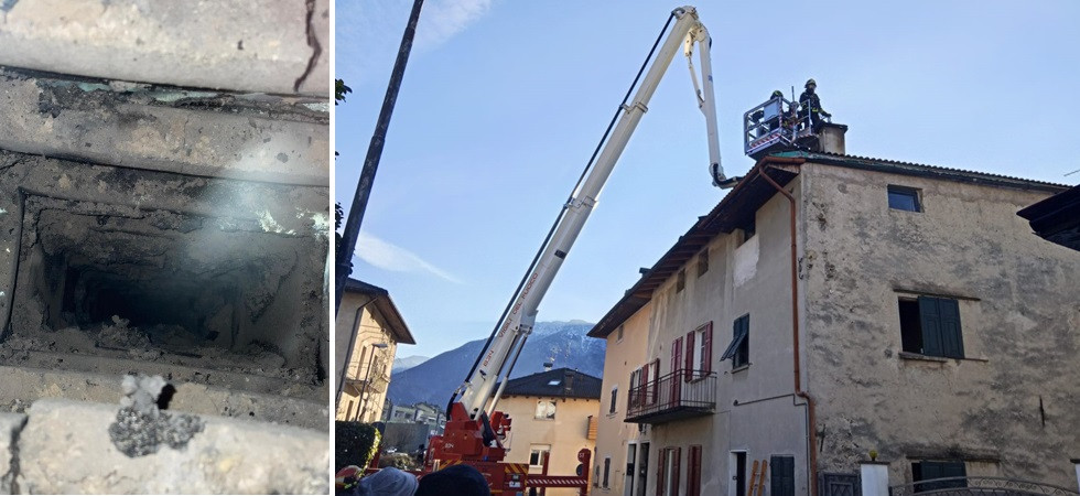 Va a fuoco la canna fumaria: 22 vigili del fuoco impegnati nelle operazioni di spegnimento