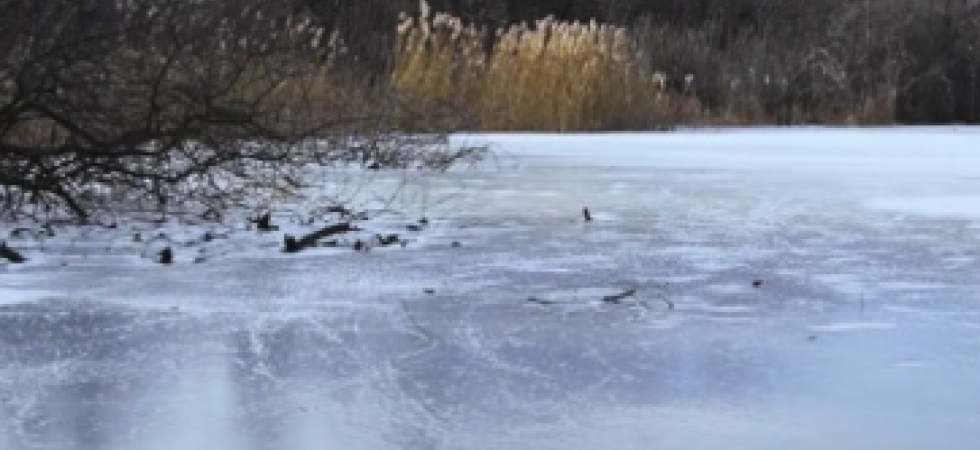 Foto archivio Sul lago ghiacciato con l'auto (a noleggio) per scattare una foto ma il ghiaccio si rompe e le ruote posteriori del mezzo