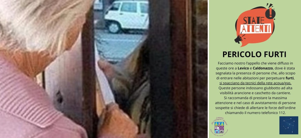 "Attenzione: pericolo furti", la comunità di valle mette in guardia i cittadini