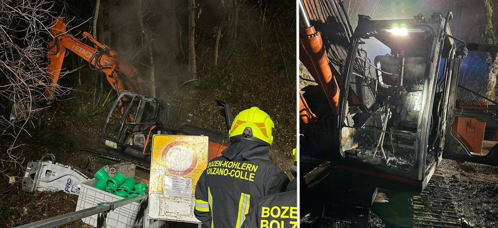 Fiamme 'divorano' l'escavatore parcheggiato a bordo strada, momenti di paura nella notte: indagini in corso