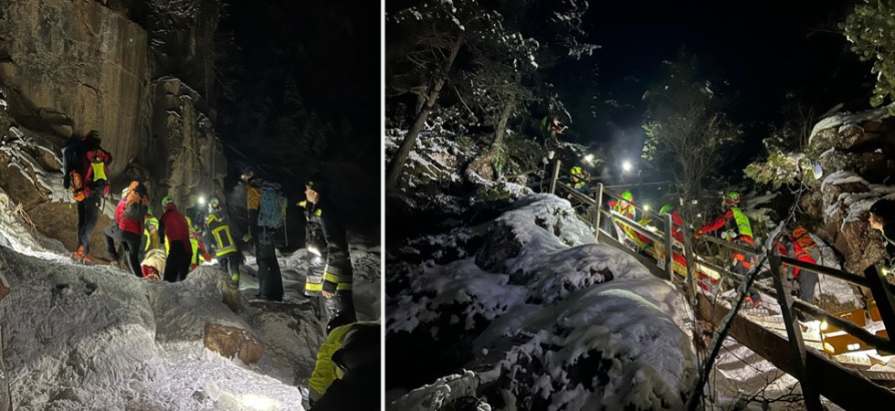 Precipita in una gola in piena notte mentre arrampica su ghiaccio