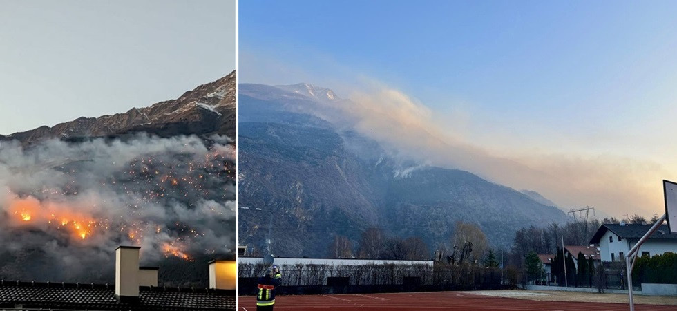 Devastante incendio, in fiamme 70 ettari di bosco, 5 elicotteri in azione per fermare il rogo
