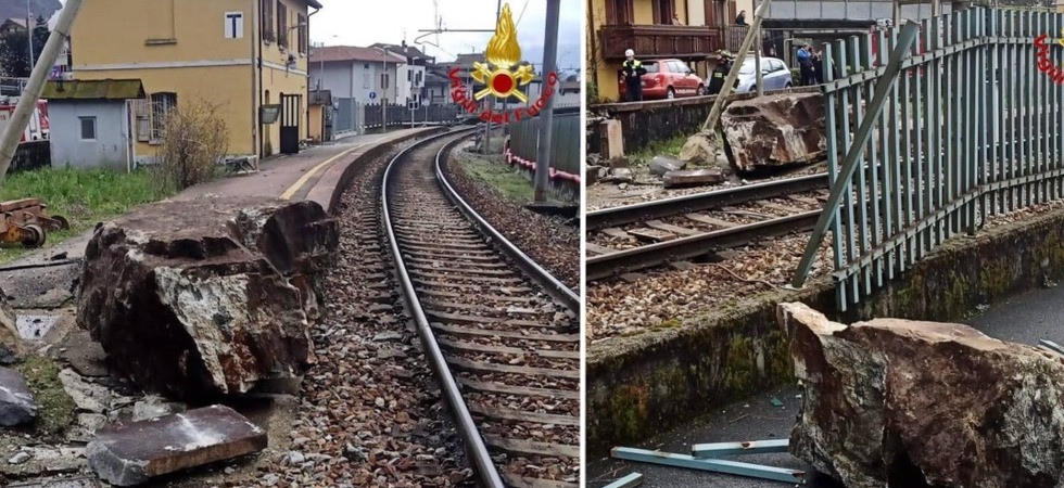 Un boato fortissimo e i massi che si staccano e piombano sulla ferrovia: spaventosa frana