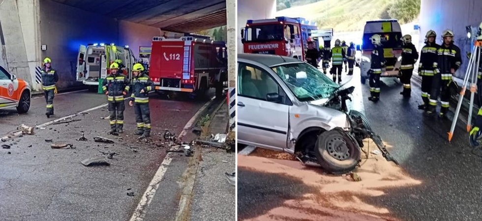 Tremendo schianto contro la parete del sottopasso: donna incastrata fra le lamiere, in azione i soccorsi