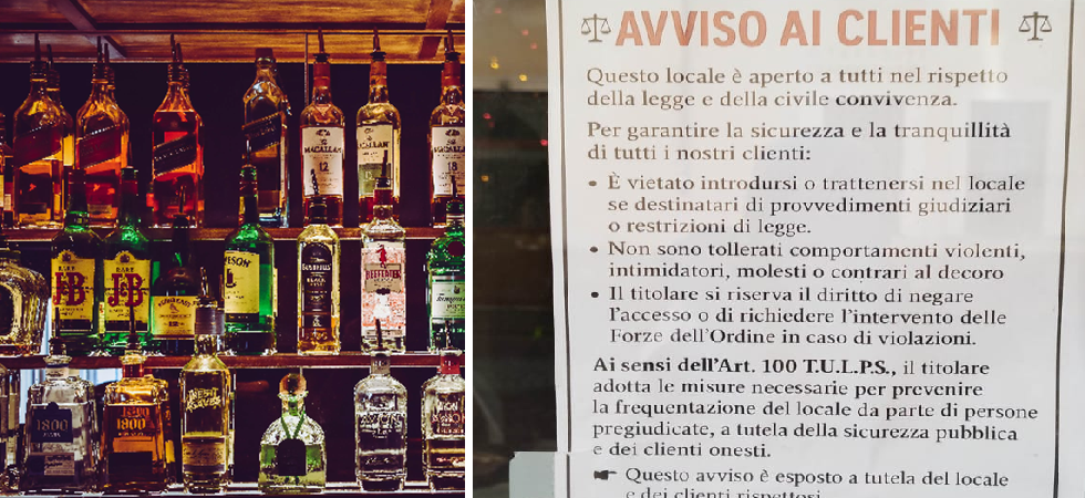 "Vietato l'accesso ai pregiudicati e ai violenti", il bar di Bolzano esasperato espone un cartello