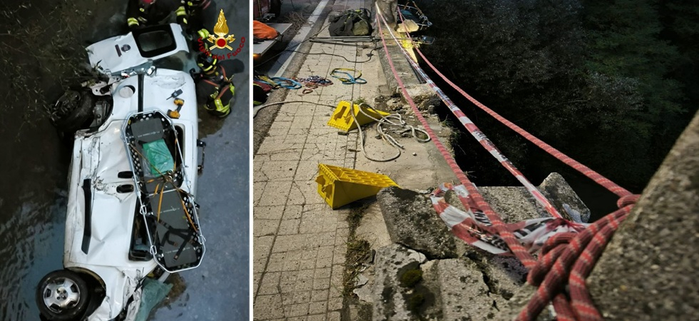 Tragedia all'alba, perde il controllo di un furgoncino e precipita da un ponte: è morto un uomo